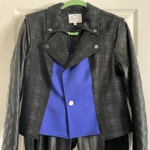 June Ambrose jacket and pants knit/faux leather size 10